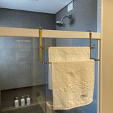 Toalheiro de Box Duplo Dourado Aço Carbono