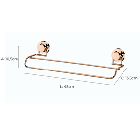 Toalheiro Duplo 45cm Rose Gold Com Ventosas