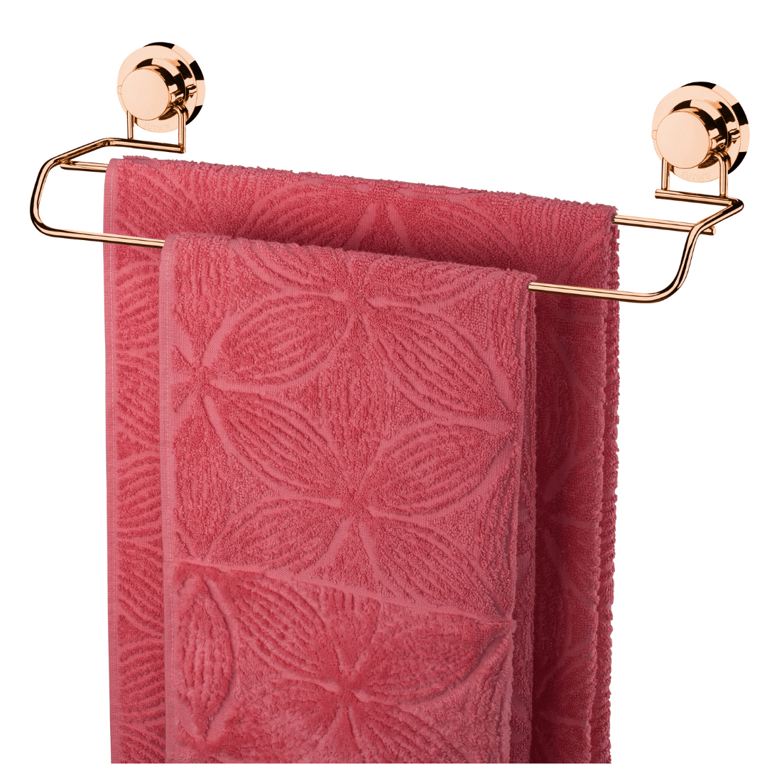 Toalheiro Duplo 45cm Rose Gold Com Ventosas