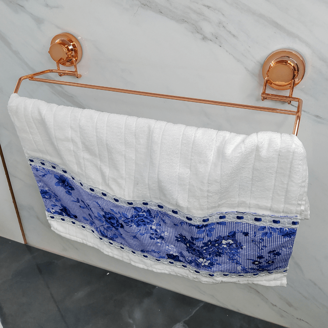 Toalheiro Duplo 45cm Rose Gold Com Ventosas