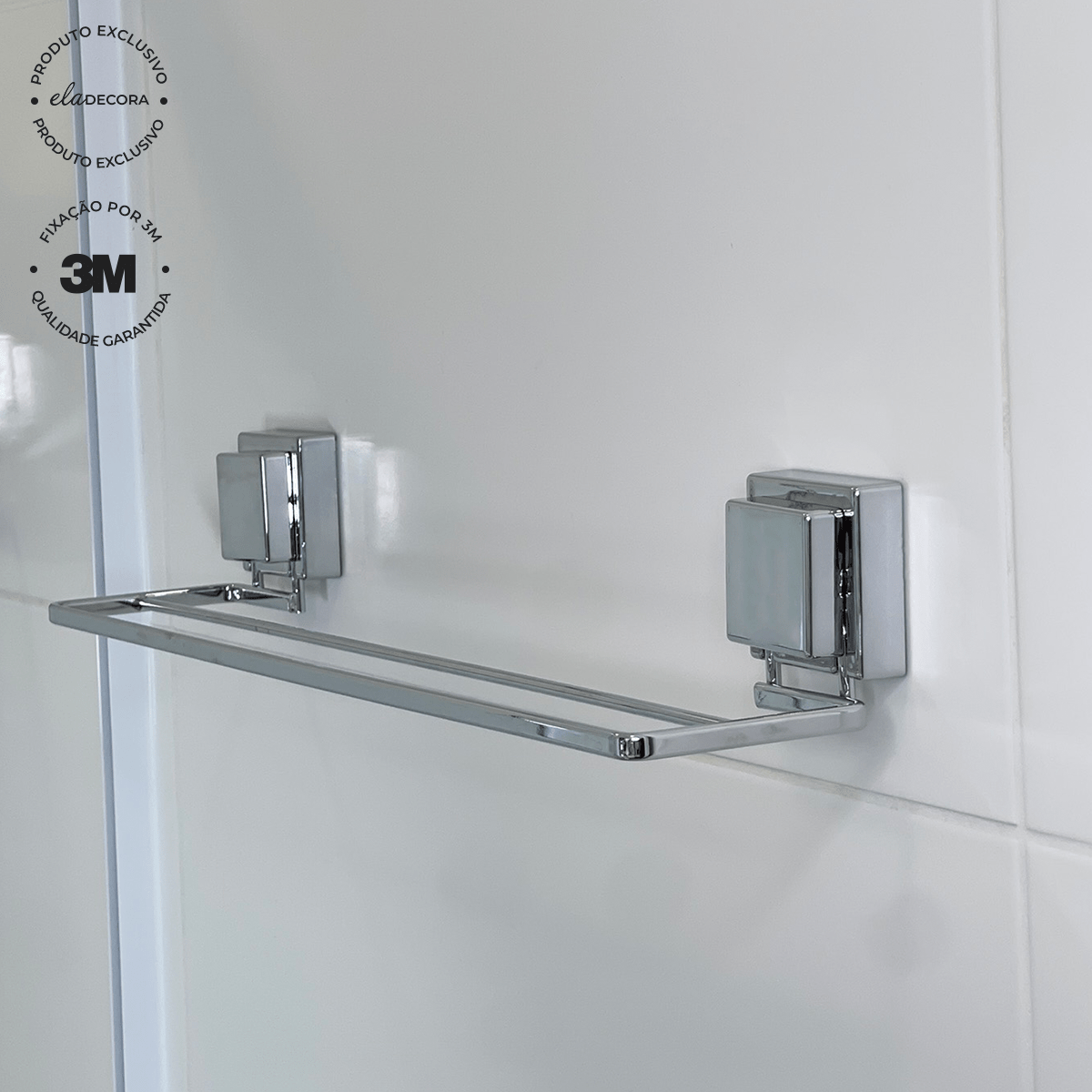 Toalheiro Duplo Fixação 3M 45cm Cromado