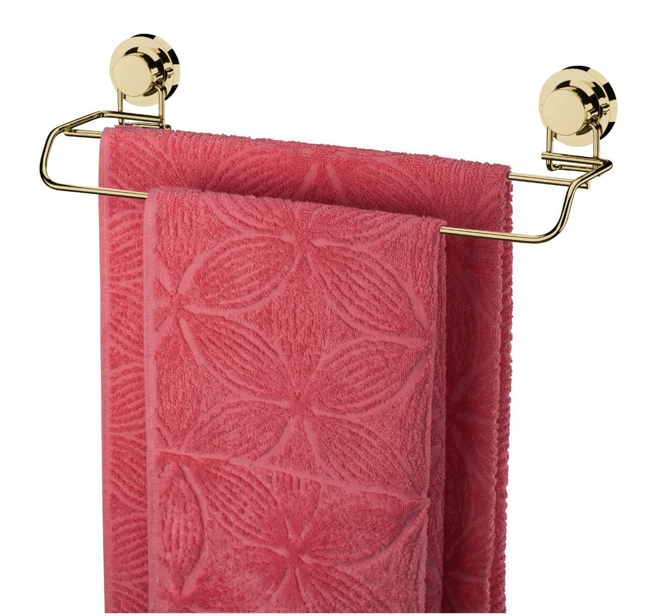 Toalheiro Duplo  Fixação por Ventosa Dourado 45cm