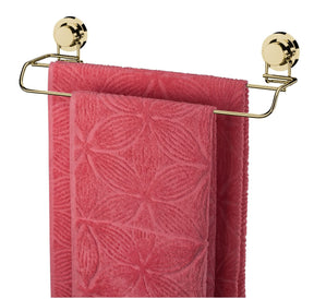 Toalheiro Duplo  Fixação por Ventosa Dourado 45cm