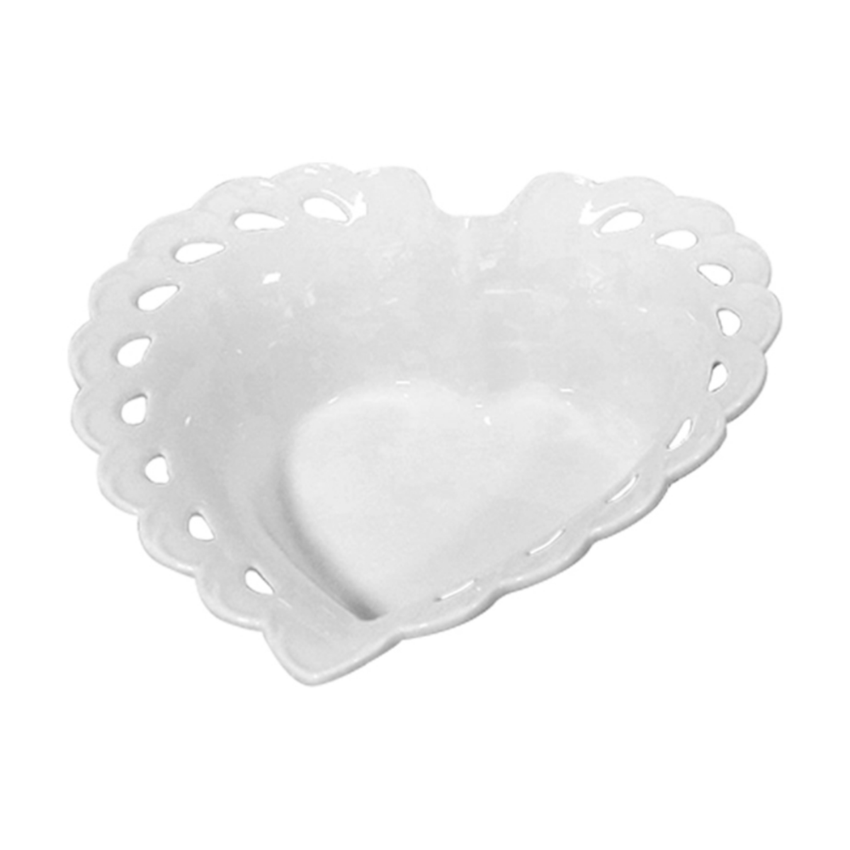 Travessa Bowl Coração em Porcelana Branca - 24,5 cm