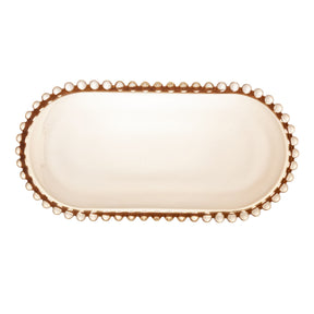 Travessa de Cristal Oval Pearl Âmbar 24cm