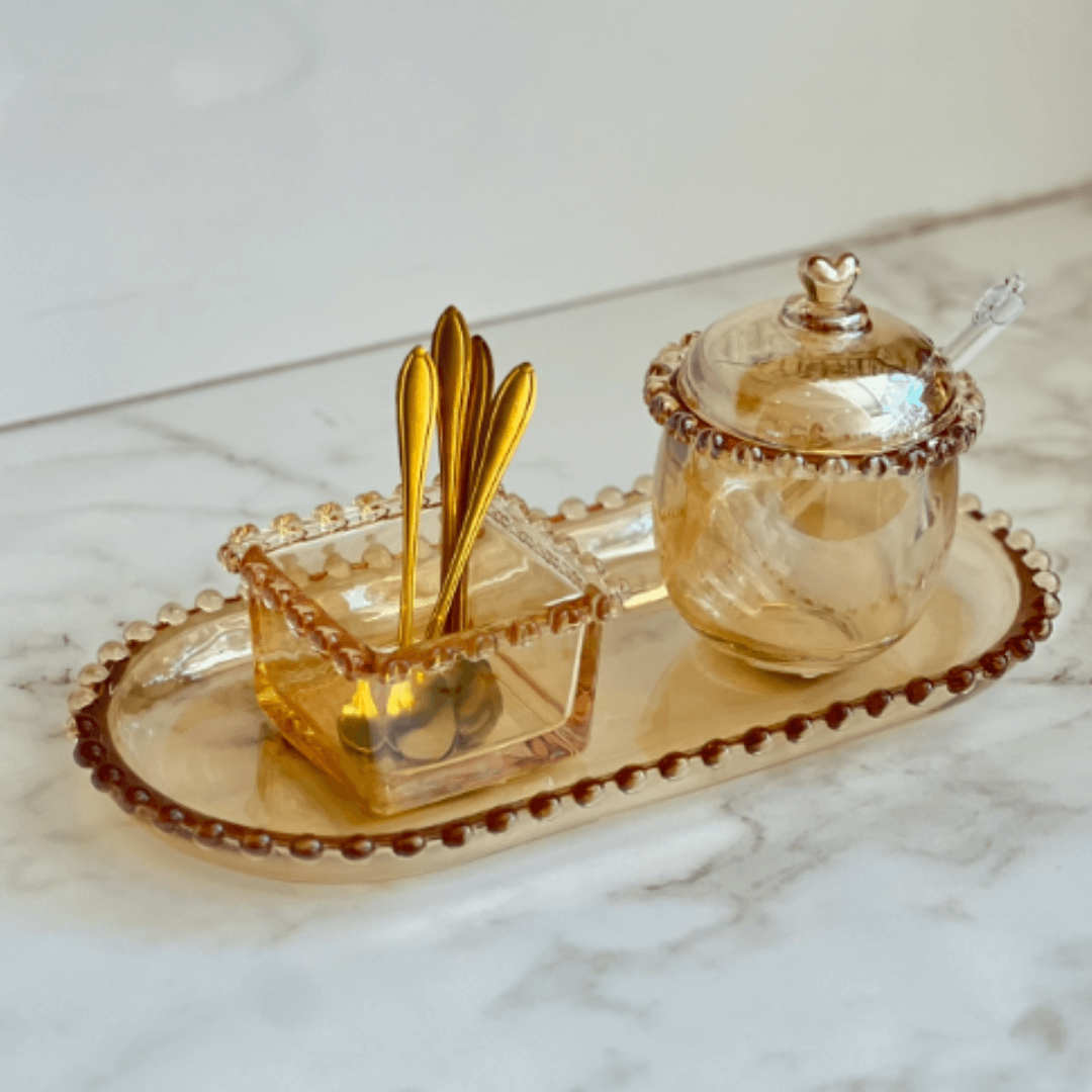 Travessa de Cristal Oval Pearl Âmbar 24cm