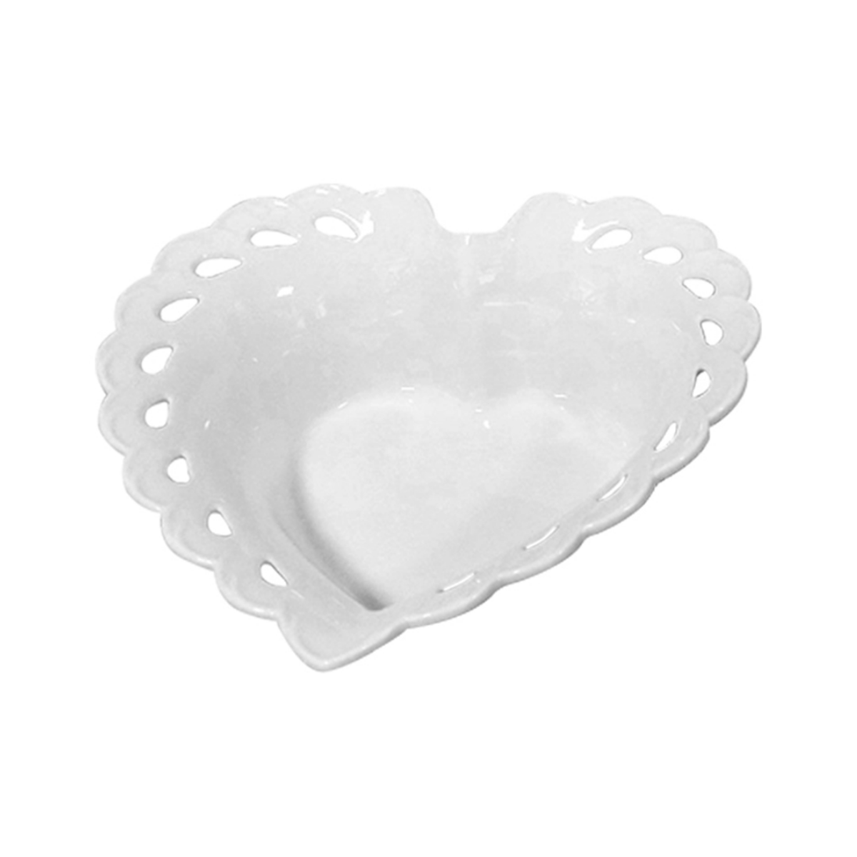 Travessa Funda Coração em Porcelana Branca - 19,2 cm