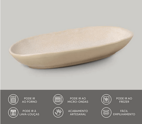 Travessa Oval Funda Orgânica Latte Off White 32cm