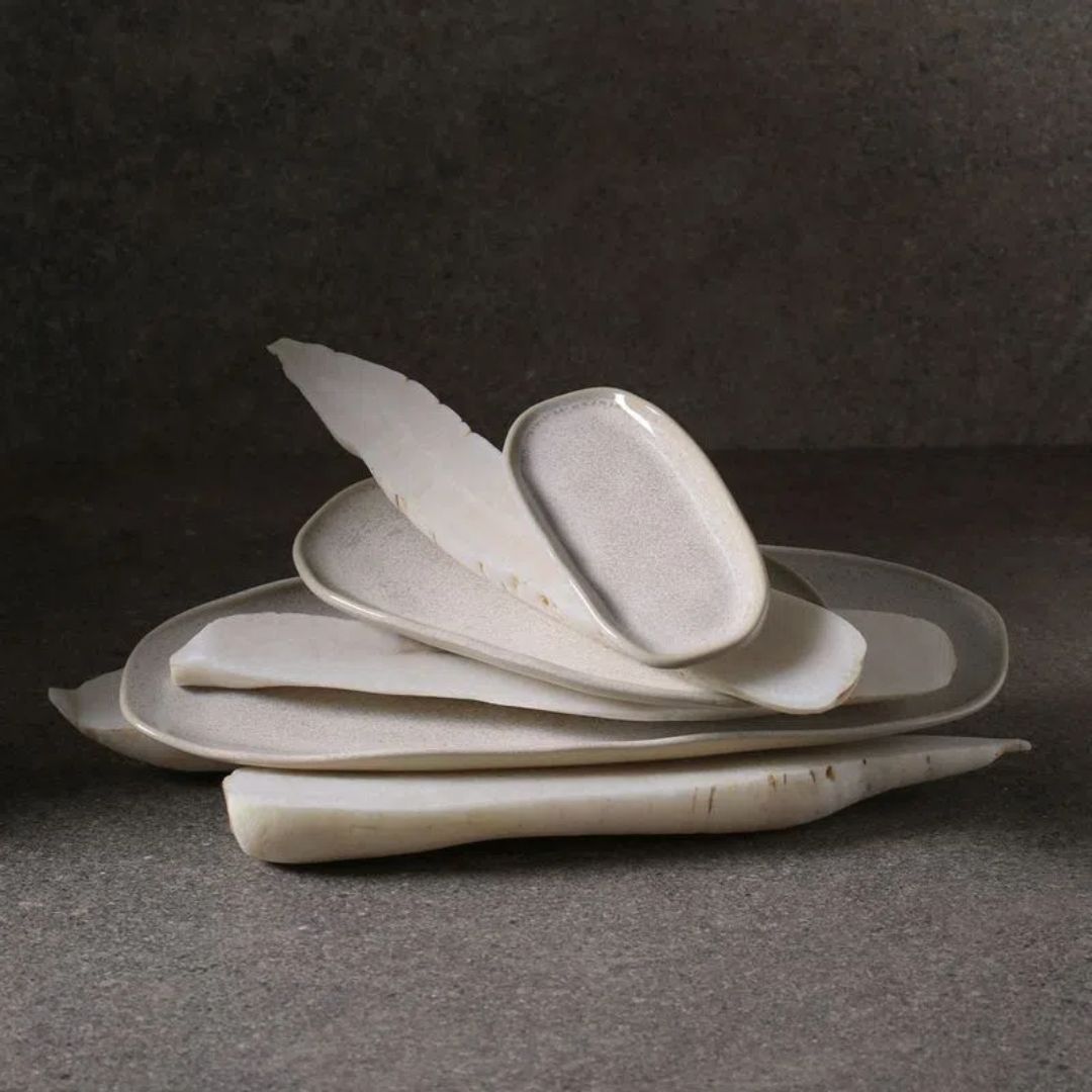 Travessa Oval Orgânica Latte Off White 23cm