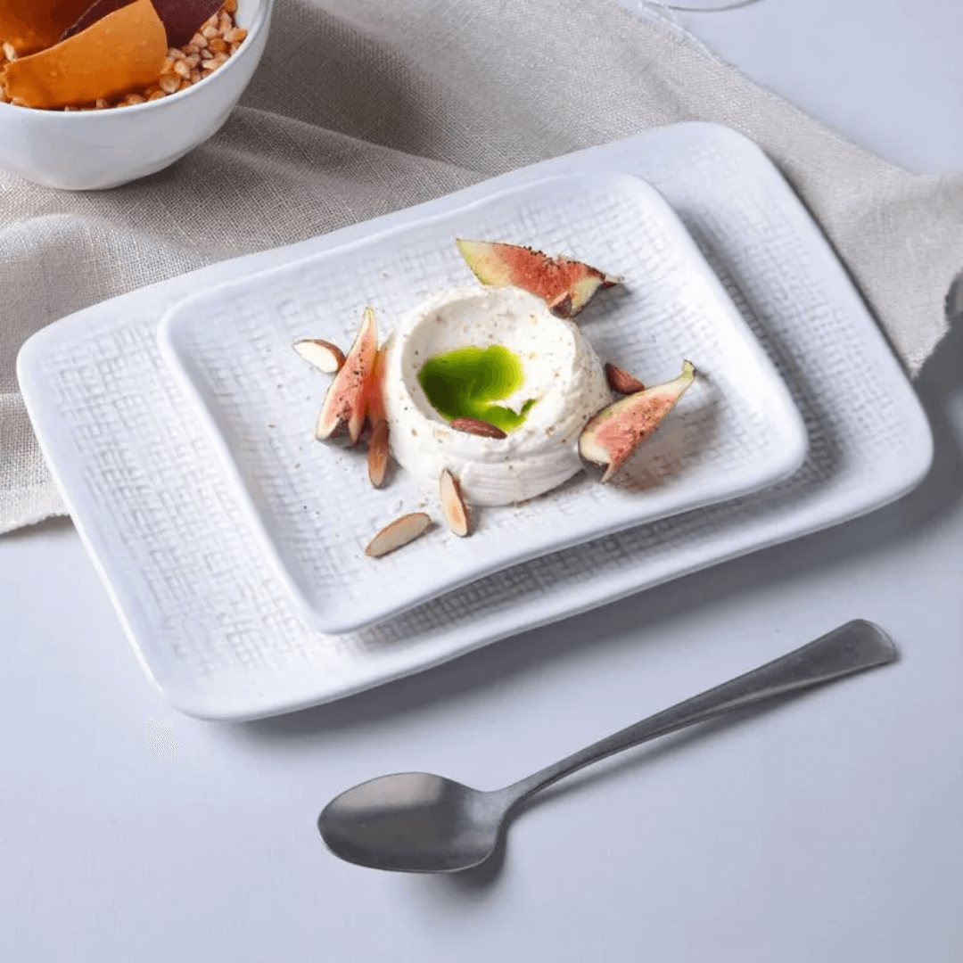 Travessa Retangular Juta Echo Branca 27cm