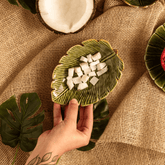 Folha Decorativa De Cerâmica Banana Leaf Verde 16 cm