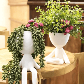 Vaso Cachepot Bob Sentado De Frente Em Poliresina Branco