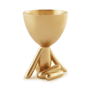 Vaso Cachepot Bob Sentado de Lado em Poliresina Dourado