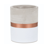 Vaso Cachepot Branco e Rose Gold em Cimento (G) - 13 cm