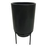 Vaso Cachepot de Cerâmica com Suporte de Metal Preto 17,5 cm x 12 cm