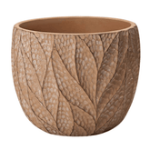 Vaso Cachepot Folhas em Cimento Marrom 19cm