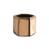 Vaso Cachepot Hexágono Porta-Velas Em Cerâmica Rose Gold - 6 x 7 cm