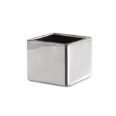 Vaso Cachepot Quadrado Porta-Velas Em Cerâmica Prata - 6 x 7 cm