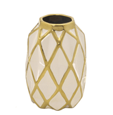 Vaso Decorativo Bege e Dourado 20cm