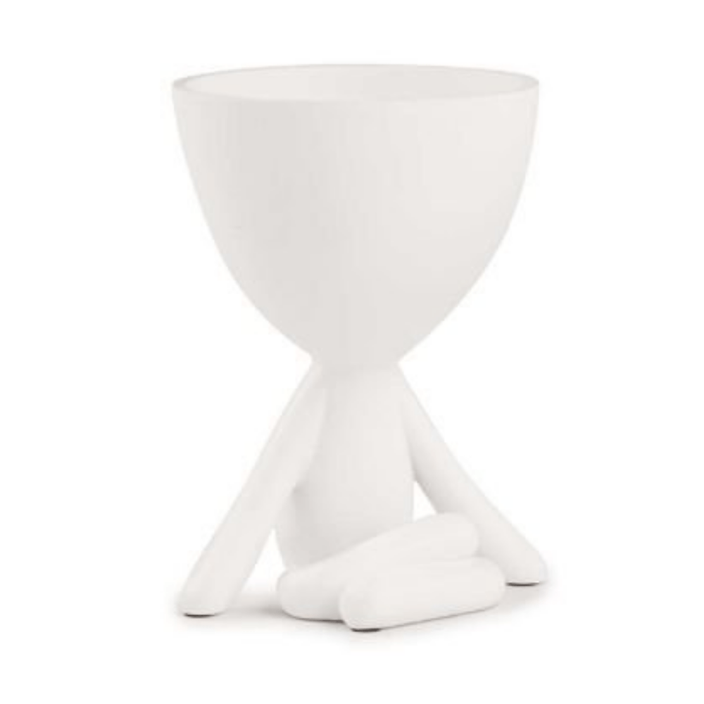 Vaso Em Poliresina Bob Sentado Com As Mãos No Chão Branco