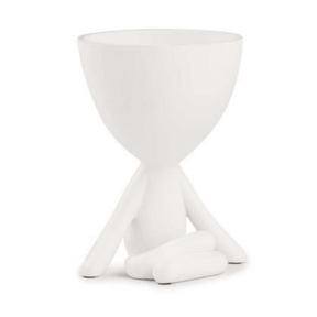 Vaso Em Poliresina Bob Sentado Com As Mãos No Chão Branco