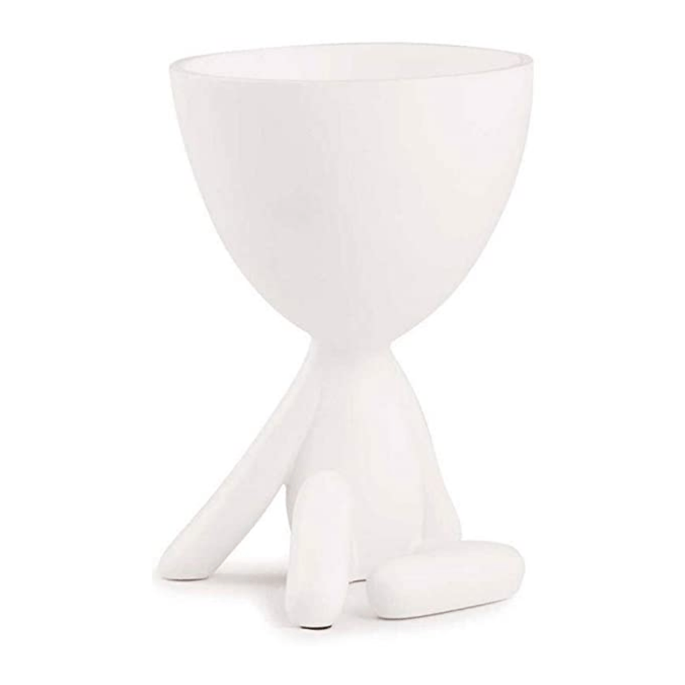 Vaso Em Poliresina Bob Sentado Com Uma Perna Levantada Branco