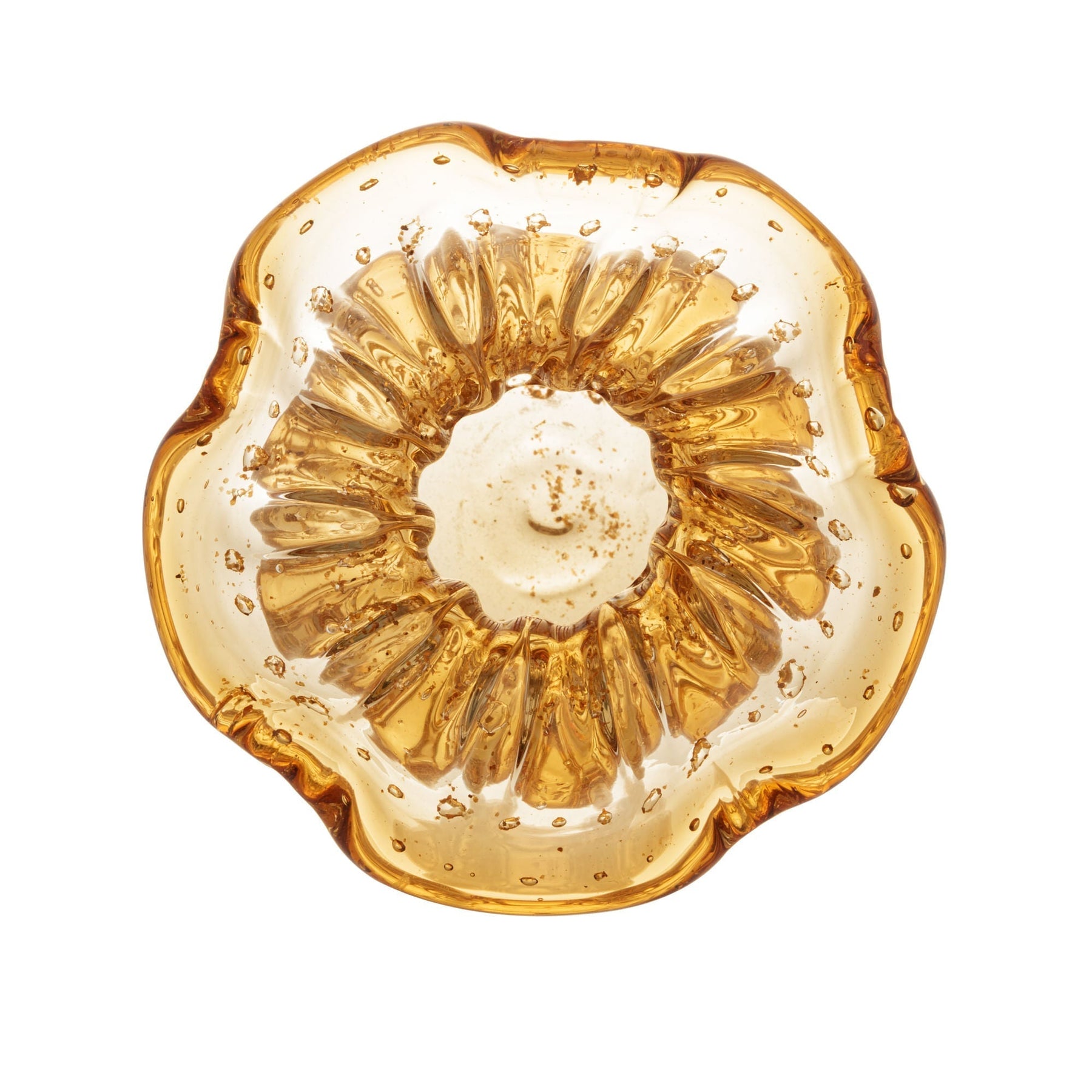 Vaso Murano Trouxinha de Vidro Italy Âmbar e Dourado 17cm