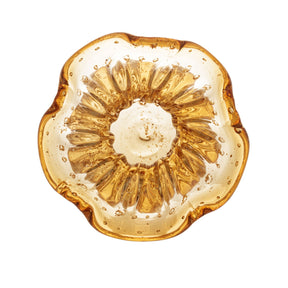 Vaso Murano Trouxinha de Vidro Italy Âmbar e Dourado 17cm