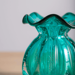 Vaso Murano Trouxinha de Vidro Italy Azul Verde Tiffany 13 cm
