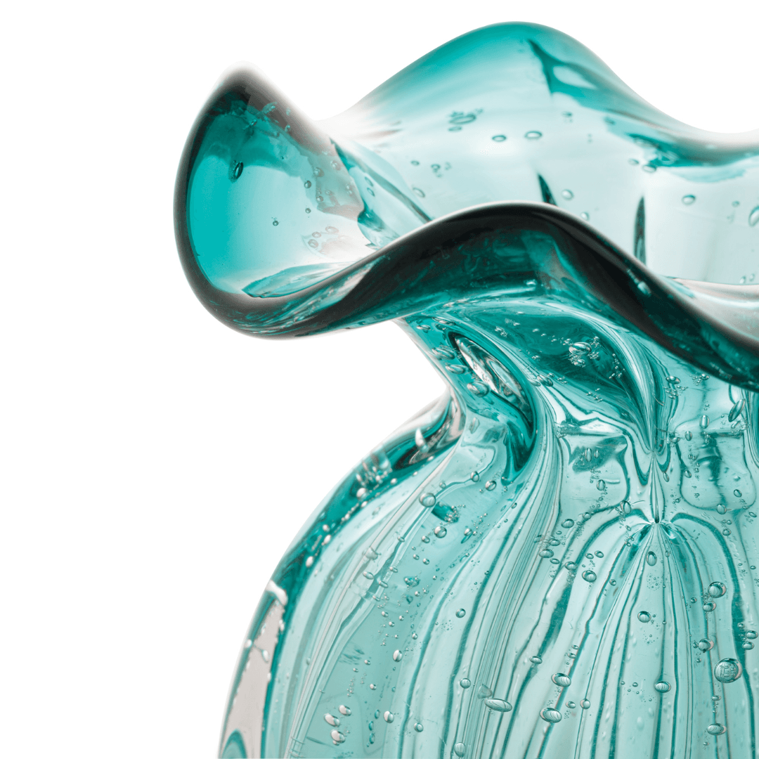 Vaso Murano Trouxinha de Vidro Italy Azul Verde Tiffany 13 cm