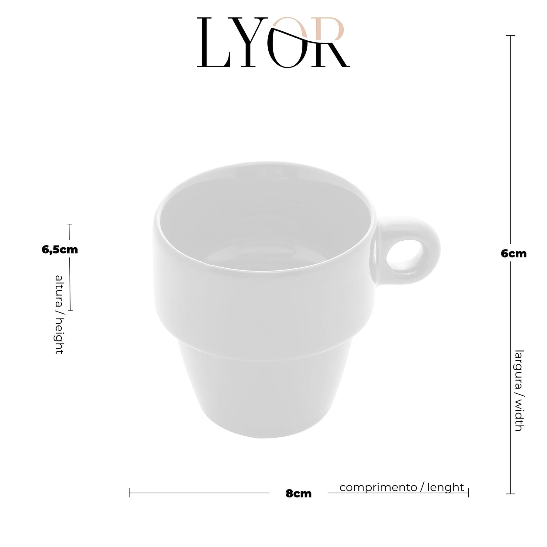 Xícara de Café Cerâmica Empilhável Branco 90ml