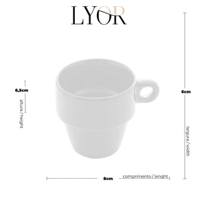 Xícara de Café Cerâmica Empilhável Branco 90ml