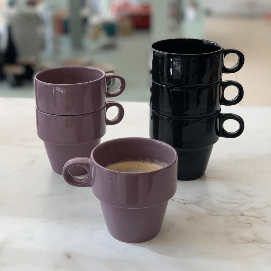 Xícara de Café Cerâmica Empilhável Lilás 90ml