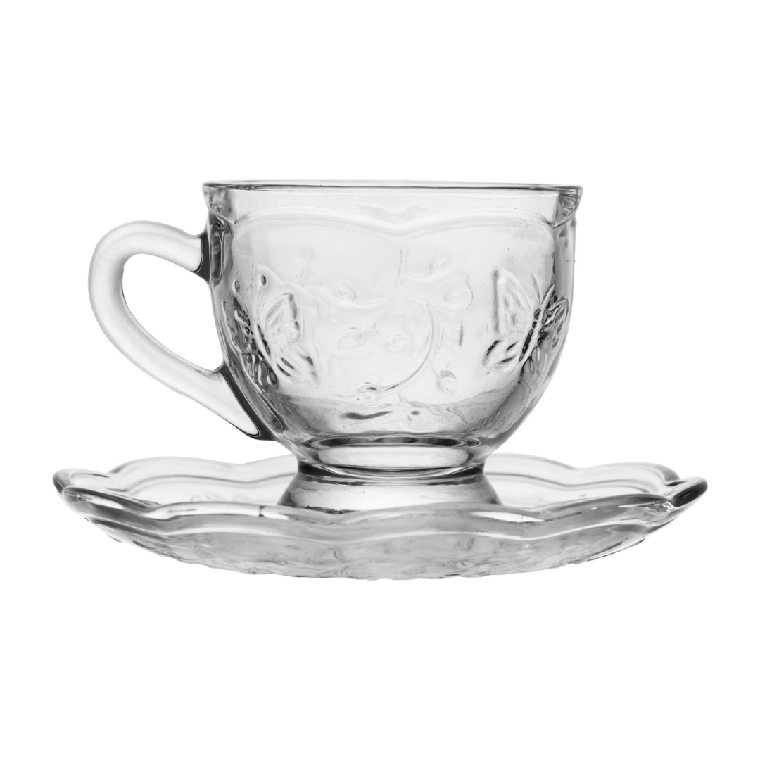 Xicara de Café com Pires Cristal New Butterfly 80ml