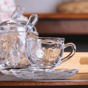 Xicara de Café com Pires Cristal New Butterfly 80ml