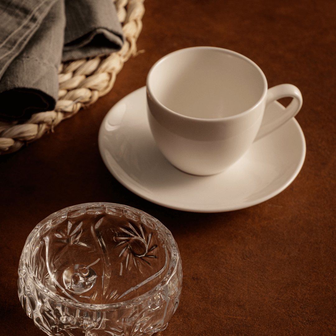 Xicara de Café com Pires de Porcelana Clear 100ml