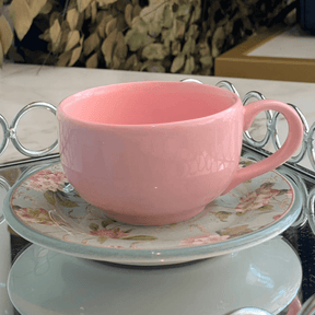 Xícara de Café com Pires Sweet Vintage Rosa 80ml