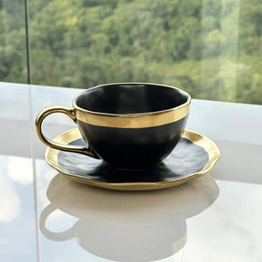 Kit Mesa Posta Dubai Preto e Dourado 3 Peças