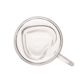 Xícara de Café Parede Dupla Coração Vidro 80 ml
