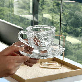 Xicara de Chá com Pires de Cristal New Butterfly 180ml