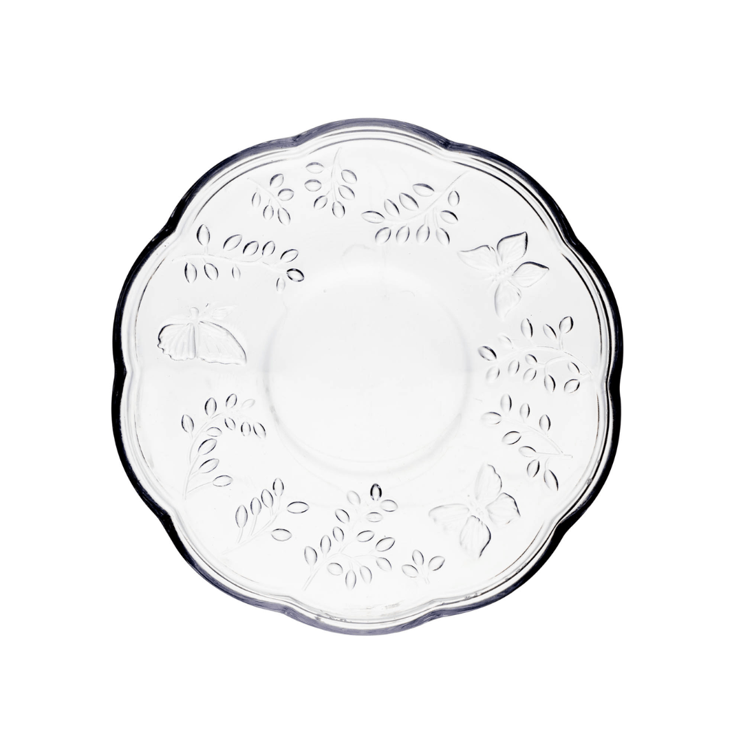 Xicara de Chá com Pires de Cristal New Butterfly Fio de Ouro 180ml