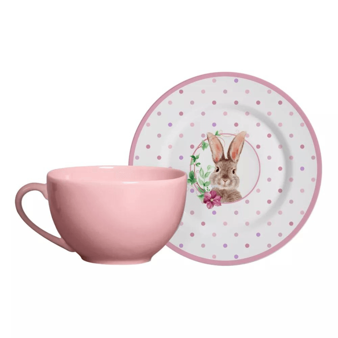 Xicara de Chá com Píres Páscoa Coelha Amy