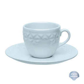 Xícara De Chá Com Pires Porcelana Mia Cristal Azul - 200 Ml