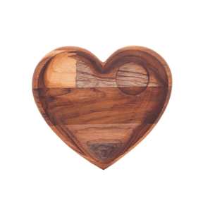 Xícara de Chá com Prato de Coração Madeira Teca - 190 ml