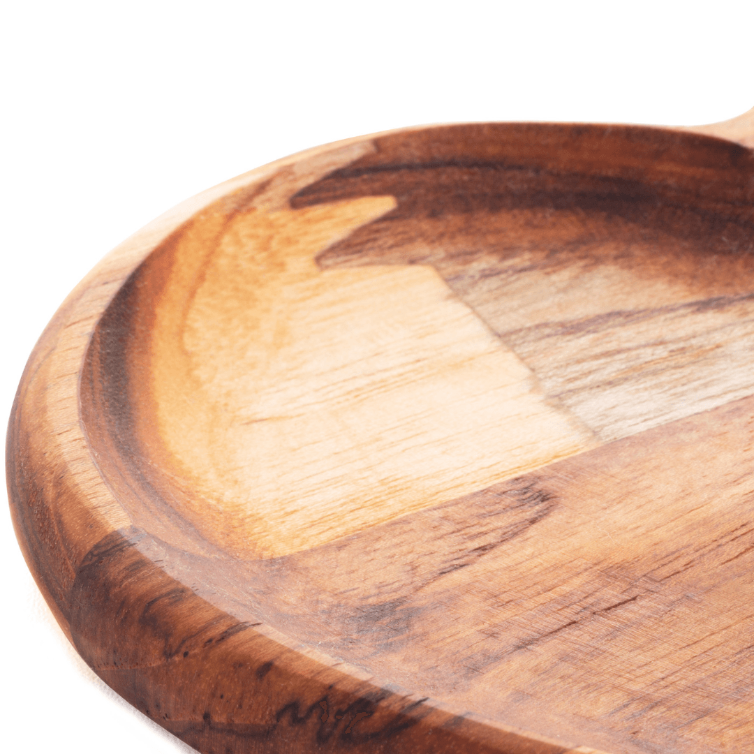 Xícara de Chá com Prato de Coração Madeira Teca - 190 ml