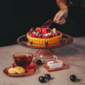 Xícara de Chá com Prato de Coração Pearl Bolinha Rosa - 180ml