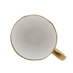 Xícara de Chá com Pires em Porcelana Dubai Branco e Dourado 200ml