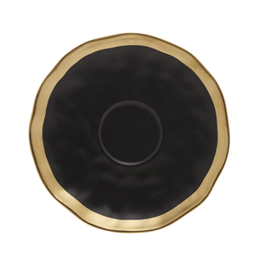 Xícara de Chá com Pires em Porcelana Dubai Preto e Dourado 200ml