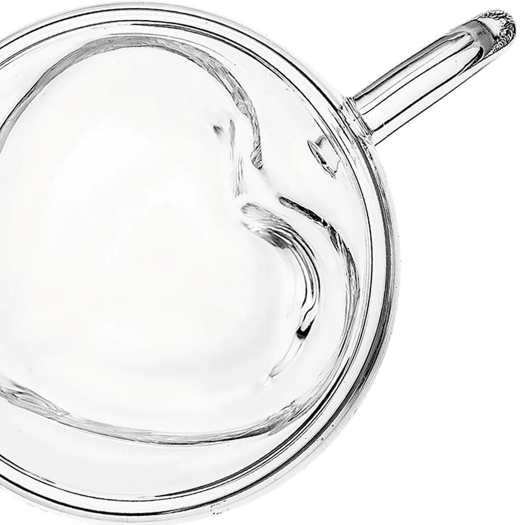Xicara de Coração Parede Dupla em Vidro Borossilicato 150ml