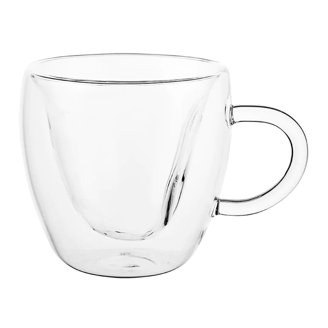 Xicara de Coração Parede Dupla em Vidro Borossilicato 80ml